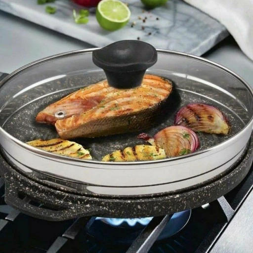 تابه گریل چدن دوطرفه با درب پیرکس برند MG