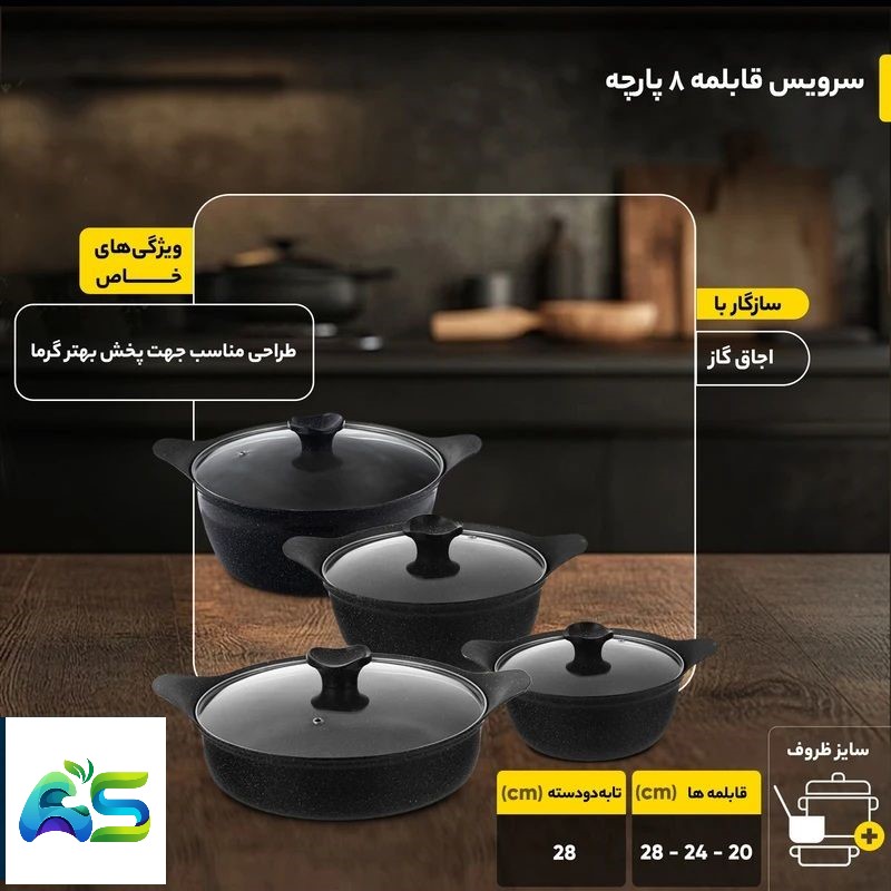 سرویس قابلمه چدن برند BEST بست 8 پارچه