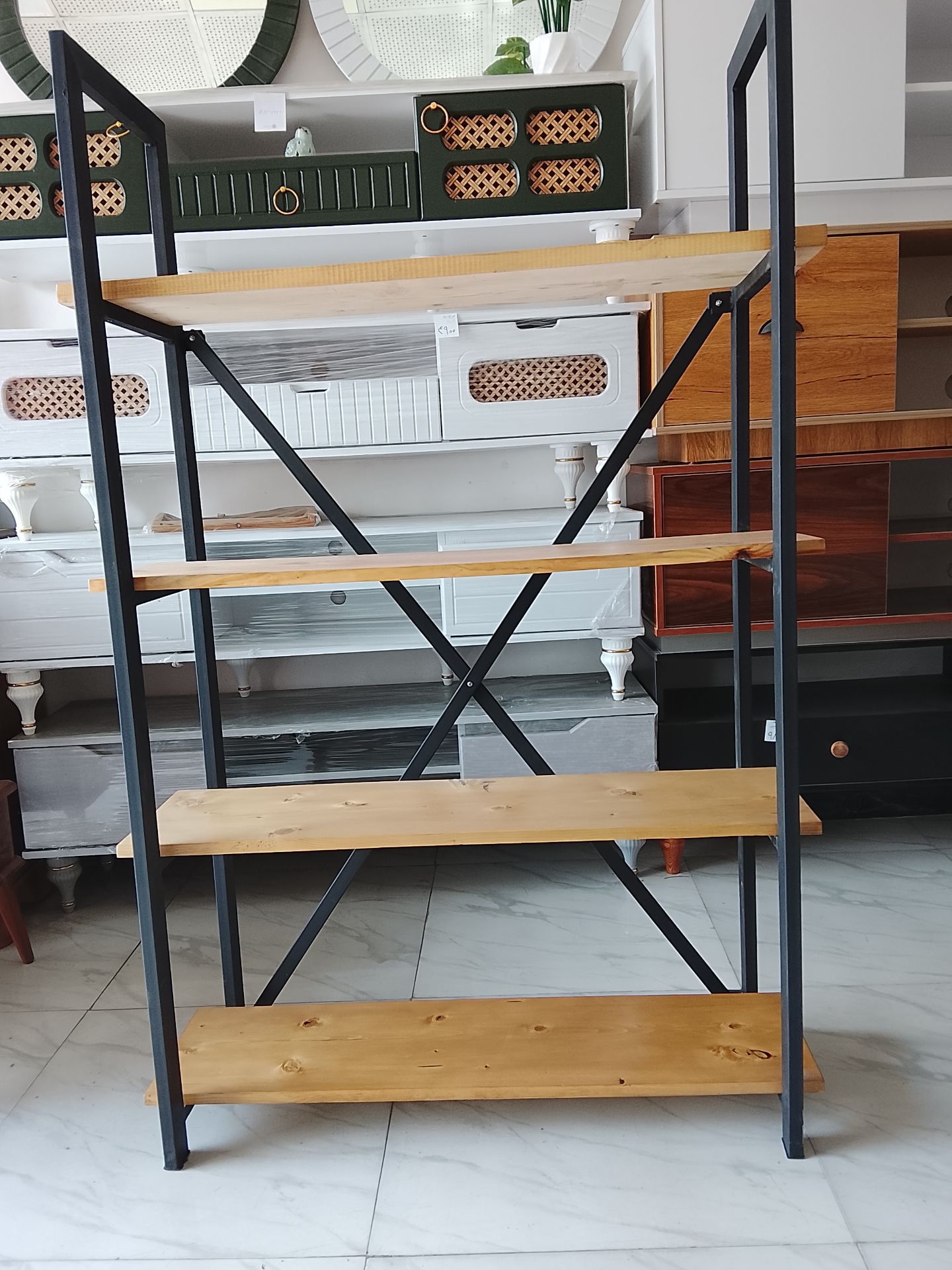 استند طرح رستیک طبقات چوب روسی اسکلت فلز رنگ کوره ای